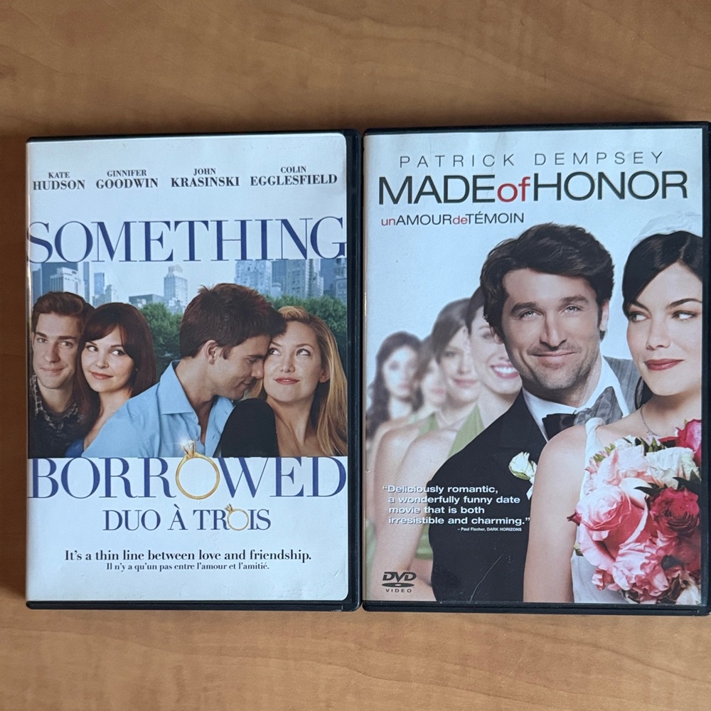 Something Borrowed & Made of Honor DVD Duo - White, Blue, Pink Covers